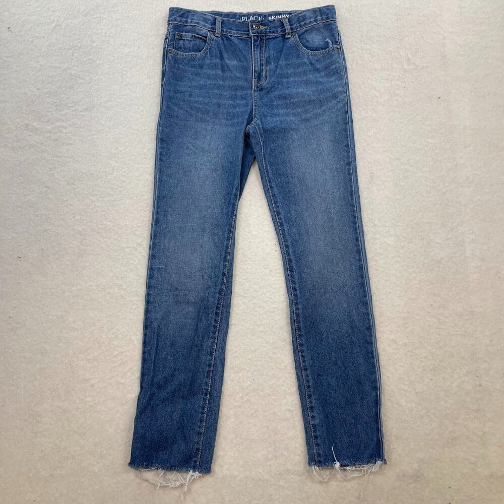 Children's Place Kid's Skinny Distressed Hem Blue Jeans Size 14